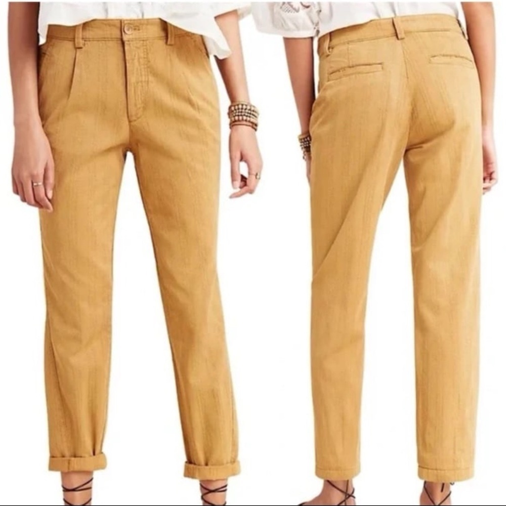 BY ANTHROPOLOGIE Women's Adobe Color Pleat Waist Trousers Pant - Picture 1 of 4